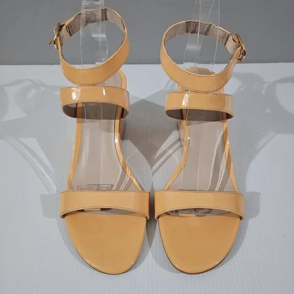 Stuart Weitzman Ave Strap 75 Wedge Sandal Womens 8 Mango Orange Leather NEW - Picture 4 of 12